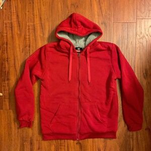 New Red Range Hoodie Sherpa Lining Mens Size L Winter Cold Outdoors Camp Hike